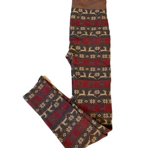 Women's Leggings One Size Red Gray Christmas print